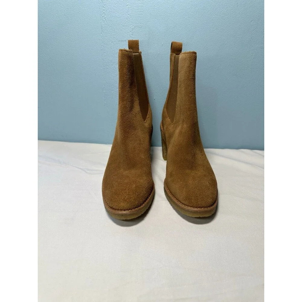 Lauren Ralph Lauren Women Marianna Block Heel Chelsea Boots Size US 6.5 Brown
